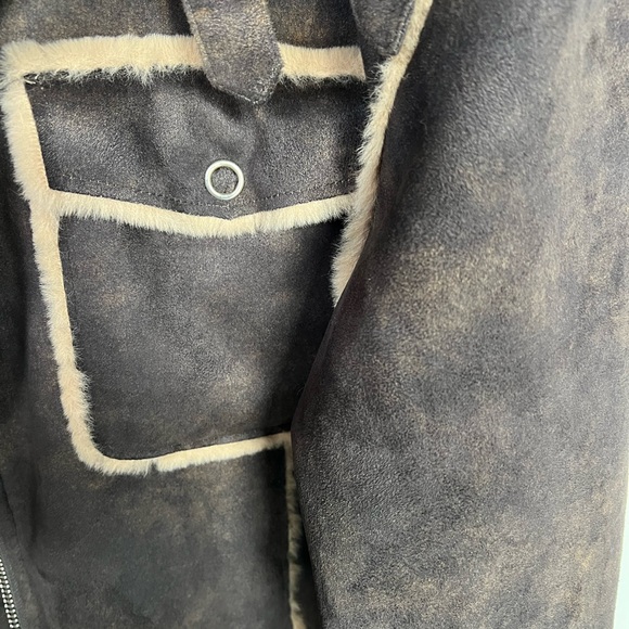 🌟NWT🌟NVLT Shearling Biker Jacket Brown - Picture 5 of 9